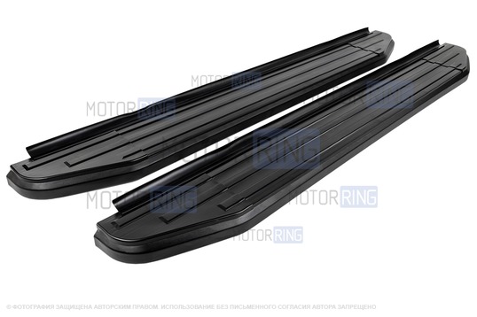 Пороги алюминиевые Rival Premium Black для 3-дверных Лада 4х4, Нива Легенд