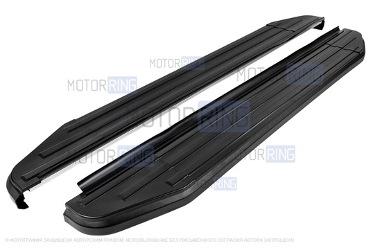 Пороги алюминиевые Rival Premium Black для 3-дверных Лада 4х4, Нива Легенд