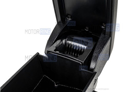 Подлокотник-бокс из экокожи с черной строчкой и пластиковым кожухом ручника для Лада Калина, Калина 2, Гранта, Датсун