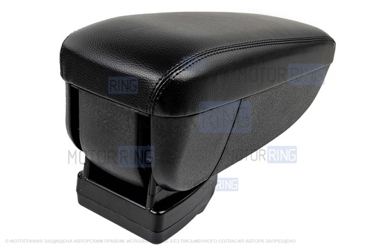 Подлокотник-бокс из экокожи с черной строчкой и пластиковым кожухом ручника для Лада Калина, Калина 2, Гранта, Датсун