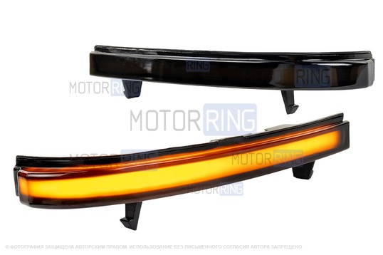 Динамические повторители поворота Плазма с черным стеклом в зеркала нового образца для Лада Приора_1