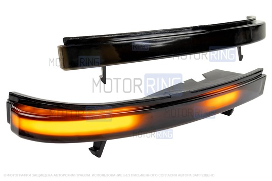 Динамические повторители поворота Плазма с черным стеклом в зеркала нового образца для Лада Приора