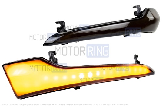 Динамические желтые повторители поворота Мультиплазма с черным стеклом в боковые зеркала образца от 2014 года для Лада Гранта, Гранта FL, Калина, Калина 2, Датсун_1