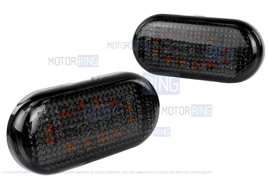 Тонированные диодные указатели поворота ML на крылья (2шт) для Лада Ларгус, Ларгус FL, Renault Duster, Logan, Logan 2, Sandero, Sandero 2