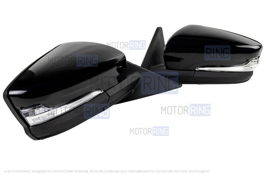 Боковые механические зеркала АТП в стиле Гранты с повторителями поворотников, окрашенные в цвет кузова и адаптированные для ВАЗ 2110-2112, Лада Приора