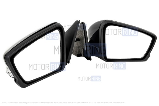 Боковые механические зеркала АТП в стиле Гранты с повторителями поворотников, окрашенные в цвет кузова и адаптированные для ВАЗ 2110-2112, Лада Приора