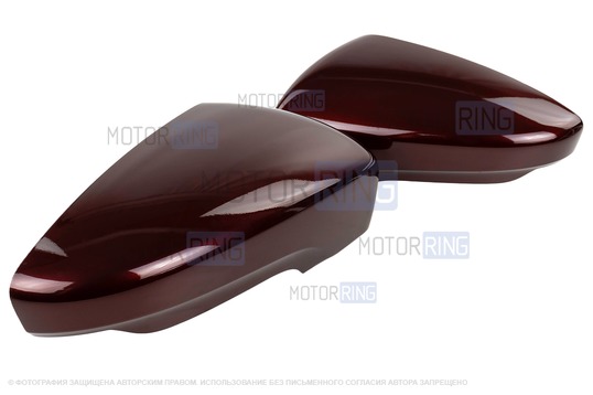 Накладки зеркал образца от 2014 года в цвете Портвейн (192) под повторители поворотников для Лада Гранта, Гранта FL