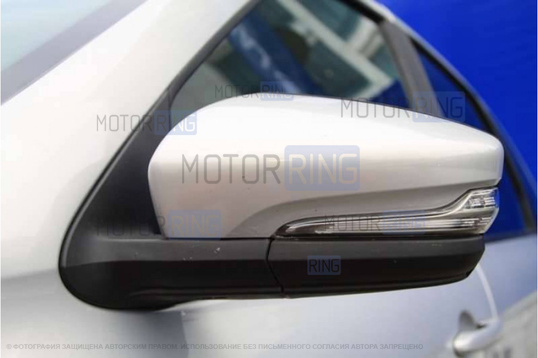 Неокрашенная накладка правого зеркала образца от 2014 года под повторитель поворотника для Лада Гранта, Гранта FL