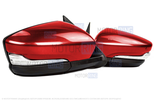 Боковые электрозеркала АТП Лифтбек с обогревом и повторителями поворотников, окрашенные в цвет кузова для Лада Гранта, Гранта FL, Калина, Калина 2, Датсун