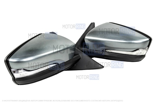 Боковые электрозеркала АТП в стиле Гранты с обогревом, повторителями поворотников, окрашенные в цвет кузова и адаптированные для ВАЗ 2110-2112, Лада Приора