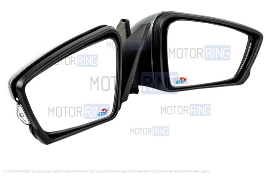 Боковые электрозеркала АТП в стиле Гранты с обогревом, повторителями поворотников, окрашенные в цвет кузова и адаптированные для ВАЗ 2110-2112, Лада Приора