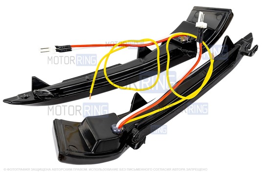 Динамические тонированные бело-желтые повторители поворота Мультиплазма в боковые зеркала образца от 2014 года для Лада Гранта, Гранта FL, Калина, Калина 2, Датсун