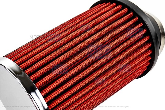 Угловой фильтр нулевого сопротивления закрытый конус красный для инжекторных ВАЗ 2101-2107, 2108-2115, 2110-2112, Лада Гранта, Калина, Приора, Нива Легенд/Тревел, Шевроле Нива