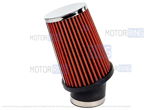 Угловой фильтр нулевого сопротивления закрытый конус красный для инжекторных ВАЗ 2101-2107, 2108-2115, 2110-2112, Лада Гранта, Калина, Приора, Нива Легенд/Тревел, Шевроле Нива