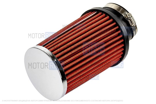 Угловой фильтр нулевого сопротивления закрытый конус красный для инжекторных ВАЗ 2101-2107, 2108-2115, 2110-2112, Лада Гранта, Калина, Приора, Нива Легенд/Тревел, Шевроле Нива_1