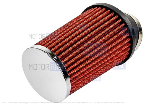 Угловой фильтр нулевого сопротивления закрытый конус красный для инжекторных ВАЗ 2101-2107, 2108-2115, 2110-2112, Лада Гранта, Калина, Приора, Нива Легенд/Тревел, Шевроле Нива