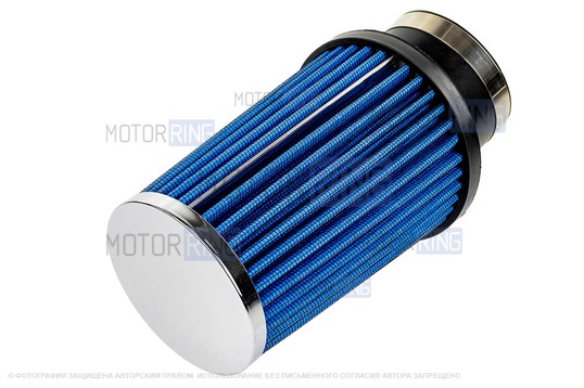 Угловой фильтр нулевого сопротивления закрытый конус синий для инжекторных ВАЗ 2101-2107, 2108-2115, 2110-2112, Лада Гранта, Калина, Приора, Нива Легенд/Тревел, Шевроле Нива_1