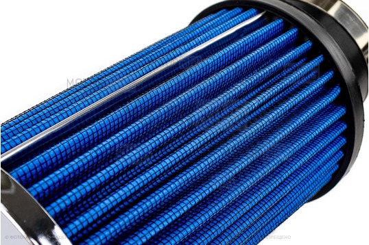 Угловой фильтр нулевого сопротивления закрытый конус синий для инжекторных ВАЗ 2101-2107, 2108-2115, 2110-2112, Лада Гранта, Калина, Приора, Нива Легенд/Тревел, Шевроле Нива