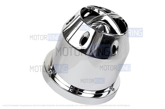 Универсальный конический фильтр нулевого сопротивления в хром корпусе для инжекторных Лада и иномарок