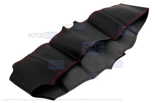 Кожаная оплетка руля Sal-Man анатомической формы с красной строчкой для Лада Веста, Икс Рей