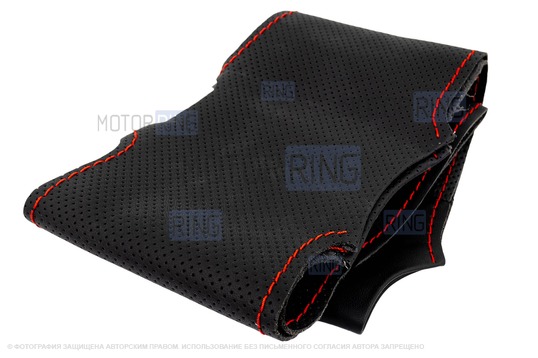 Кожаная оплетка руля Sal-Man анатомической формы с красной строчкой для Лада Веста, Икс Рей