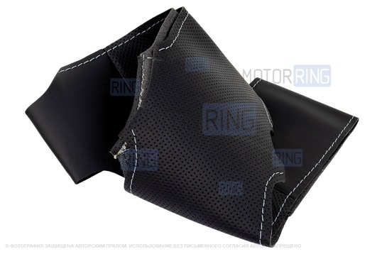 Кожаная оплетка руля Sal-Man анатомической формы с серой строчкой для Лада Веста, Икс Рей