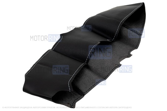 Кожаная оплетка руля Sal-Man анатомической формы с серой строчкой для Лада Веста, Икс Рей