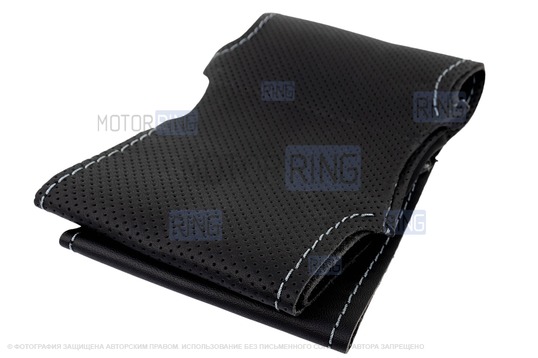 Кожаная оплетка руля Sal-Man анатомической формы с серой строчкой для Лада Веста, Икс Рей