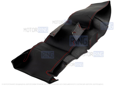 Кожаная оплетка руля Sal-Man анатомической формы с красной строчкой для Лада Гранта