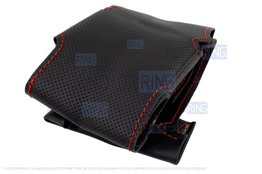 Кожаная оплетка руля Sal-Man анатомической формы с красной строчкой для Лада Гранта