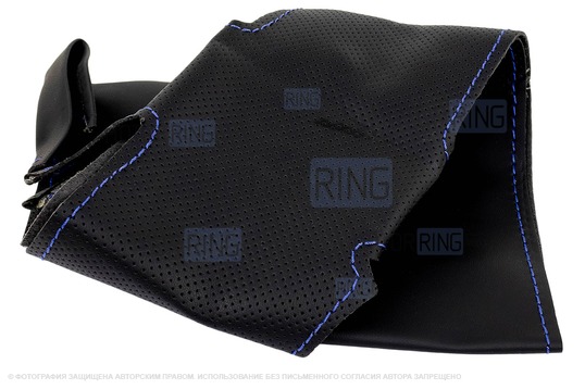 Кожаная оплетка руля Sal-Man анатомической формы с синей строчкой для Лада Гранта