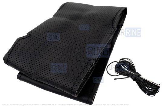 Кожаная оплетка руля Sal-Man анатомической формы с черной строчкой для Лада Гранта_1