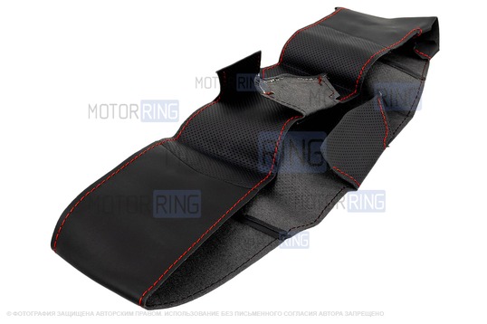 Кожаная оплетка Sal-Man анатомической формы с красной строчкой на руль для Лада Калина 2, Гранта FL, Приора 2