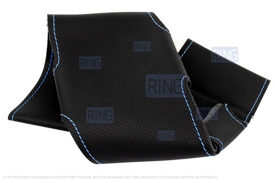 Кожаная оплетка руля 1118 Sal-Man анатомической формы с синей строчкой для Лада Калина, Приора