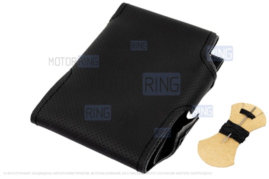 Кожаная оплетка руля 1118 Sal-Man анатомической формы с черной строчкой для Лада Калина, Приора_1