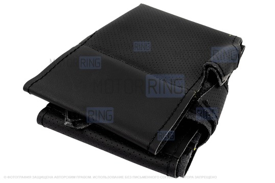 Кожаная оплетка руля 1118 Sal-Man анатомической формы с черной строчкой для Лада Калина, Приора