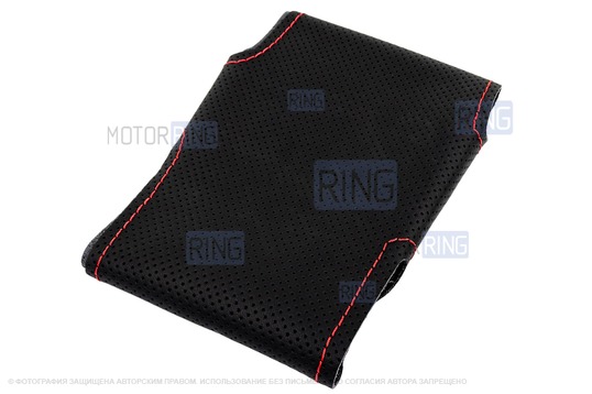 Кожаная оплетка руля 1118 Sal-Man анатомической формы с красной строчкой для Лада Калина, Приора