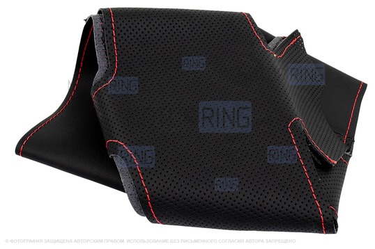 Кожаная оплетка руля 1118 Sal-Man анатомической формы с красной строчкой для Лада Калина, Приора