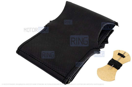 Кожаная оплетка Sal-Man анатомической формы с черной строчкой на руль для Шевроле Нива рестайлинг с 2009 г.в. Нива Тревел, Opel Corsa D 2006-2014 г.в._1