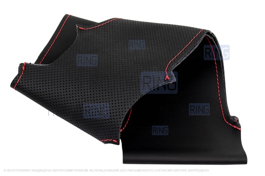 Кожаная оплетка руля Sal-Man анатомической формы с красной строчкой для Шевроле Нива рестайлинг с 2009 г.в. Нива Тревел, Opel Corsa D 2006-2014 г.в.