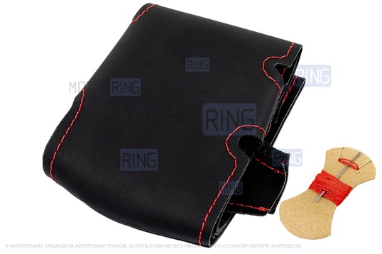 Кожаная оплетка руля Sal-Man анатомической формы с красной строчкой для ВАЗ 2105-2107, Лада 4х4 (Нива)_1