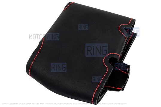 Кожаная оплетка руля Sal-Man анатомической формы с красной строчкой для ВАЗ 2105-2107, Лада 4х4 (Нива)