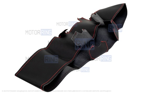 Кожаная оплетка руля Sal-Man анатомической формы с красной строчкой для ВАЗ 2105-2107, Лада 4х4 (Нива)