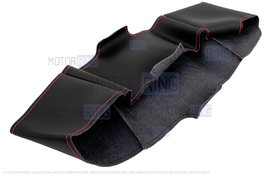 Кожаная оплетка руля Sal-Man анатомической формы с красной строчкой для Лада 4х4 (Нива) Урбан