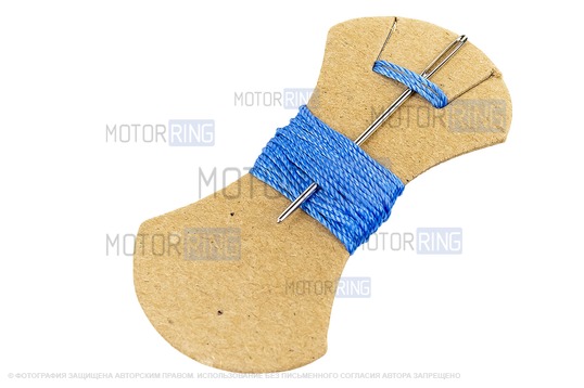 Кожаная оплетка руля Sal-Man анатомической формы с синей строчкой для Лада 4х4 (Нива) Урбан