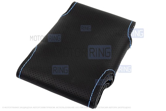 Кожаная оплетка руля Sal-Man анатомической формы с синей строчкой для Лада 4х4 (Нива) Урбан