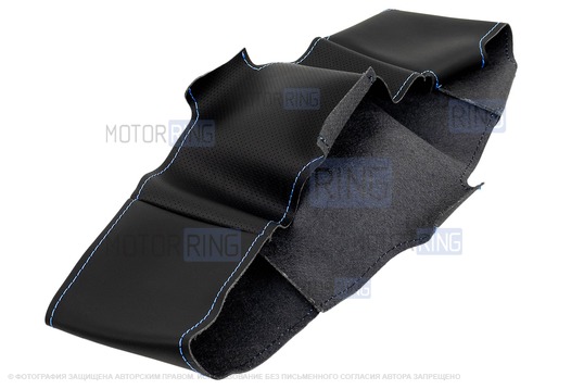 Кожаная оплетка руля Sal-Man анатомической формы с синей строчкой для Лада 4х4 (Нива) Урбан