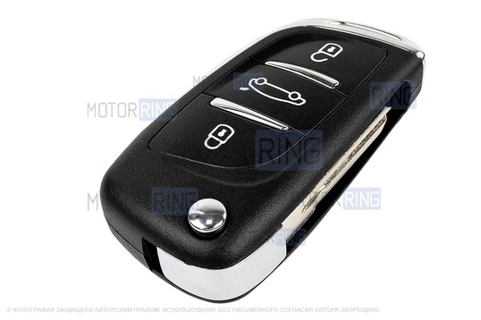 Выкидной ключ зажигания в стиле Пежо без чипа (пустой) под замок старого образца для Лада Приора, Калина, Калина 2, Гранта, Гранта FL  до 2019 г.в. и с 2023 г.в., Нива Тревел, Шевроле Нива, Датсун