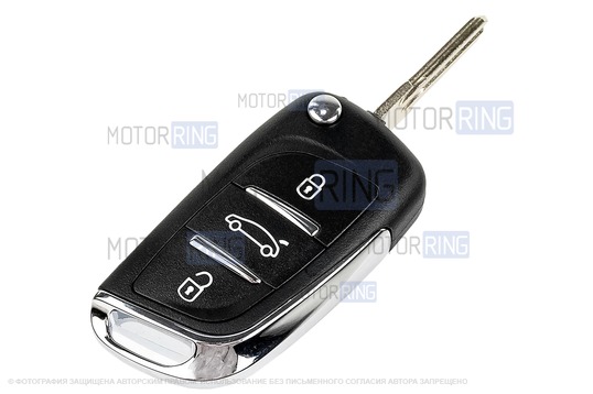 Выкидной ключ зажигания в стиле Пежо без чипа (пустой) под замок старого образца для Лада Приора, Калина, Калина 2, Гранта, Гранта FL  до 2019 г.в. и с 2023 г.в., Нива Тревел, Шевроле Нива, Датсун_1