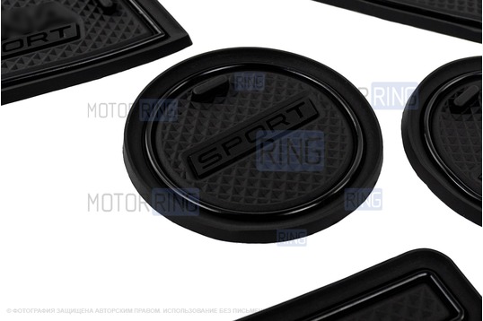 Комплект силиконовых черных ковриков панели приборов и консоли для Лада Калина 2